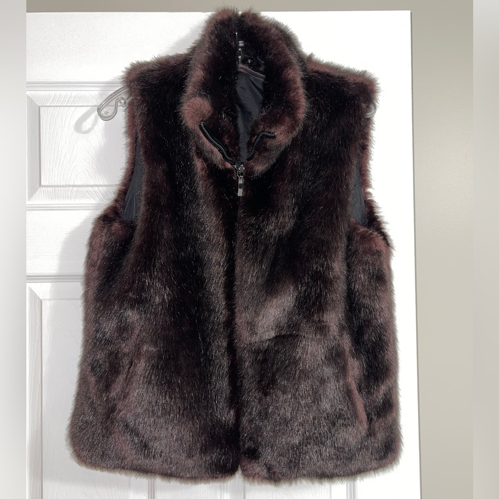 Brown faux fur vest